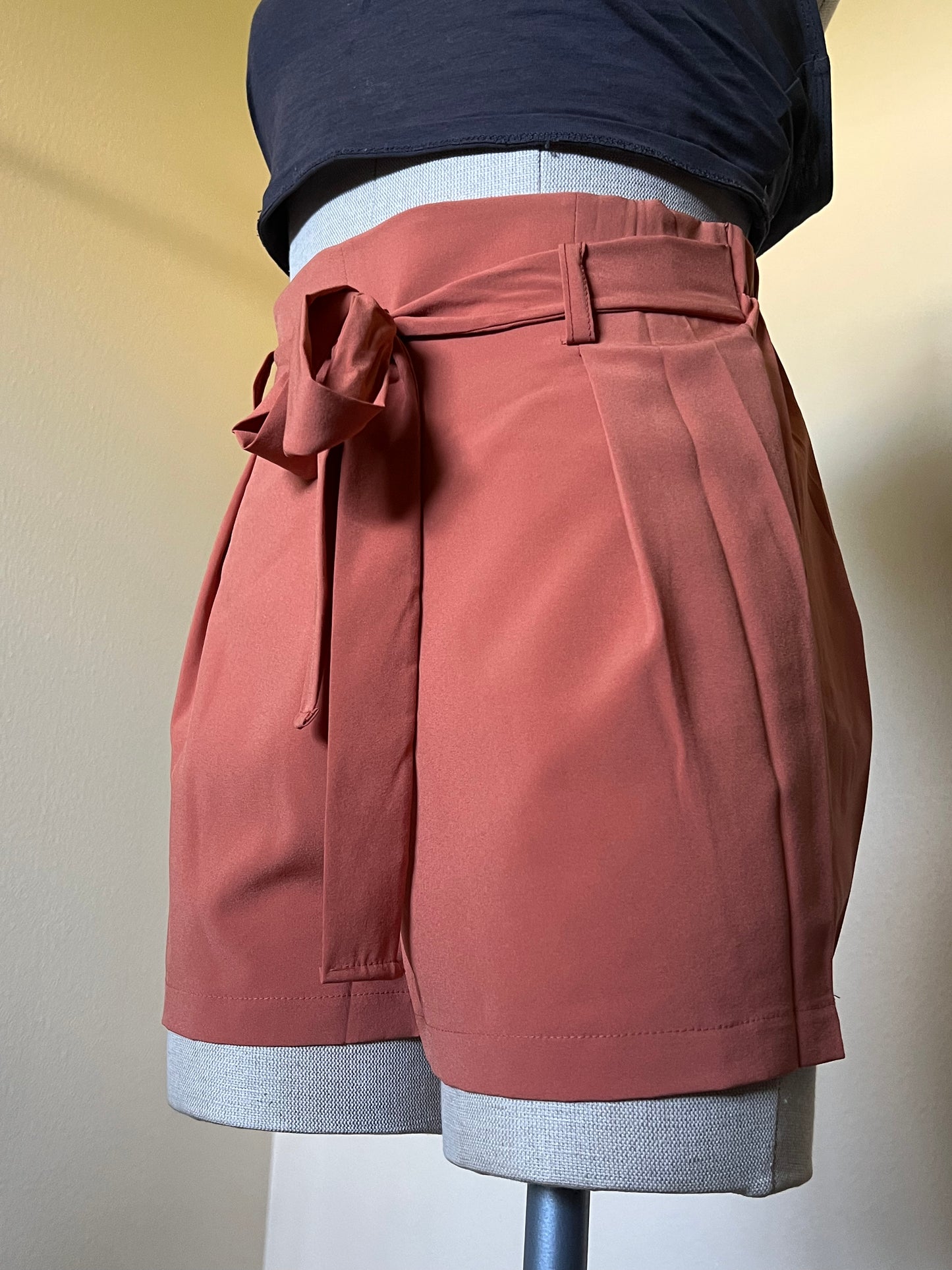 Orange front tie shorts