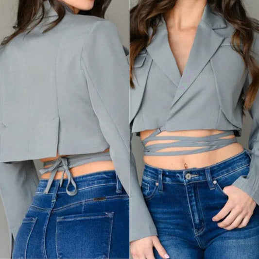 Crop Blazer Top w/removable straps