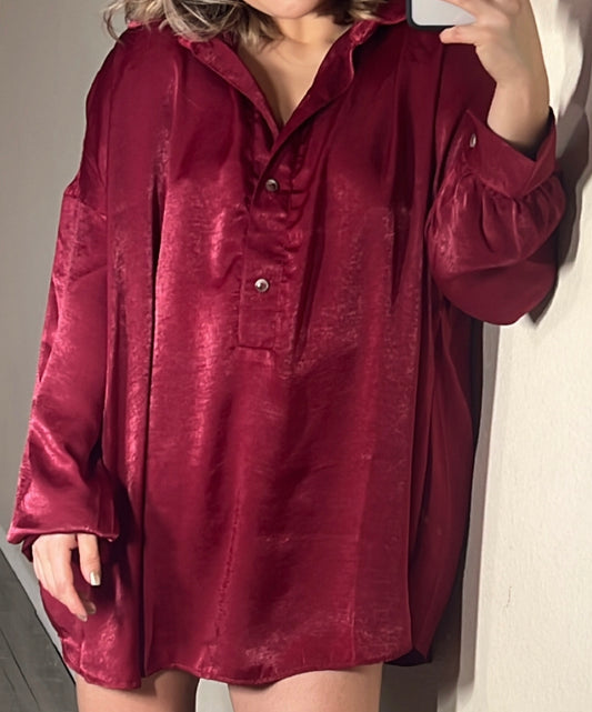 Satin Red Blouse