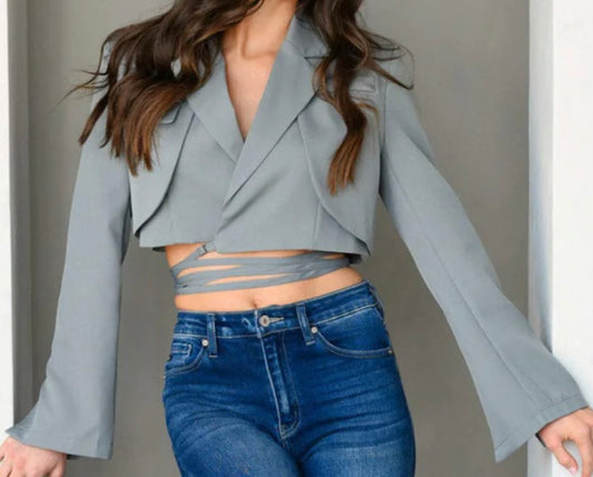 Crop Blazer Top w/removable straps