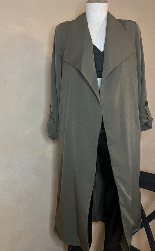 Olive long Trench Coat