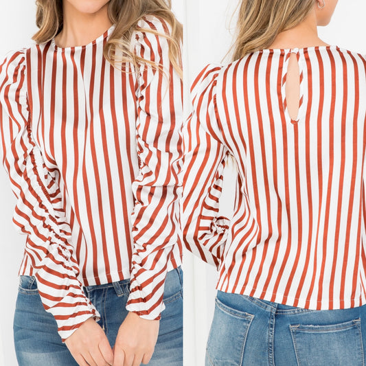 Silky Stripe Print Blouse