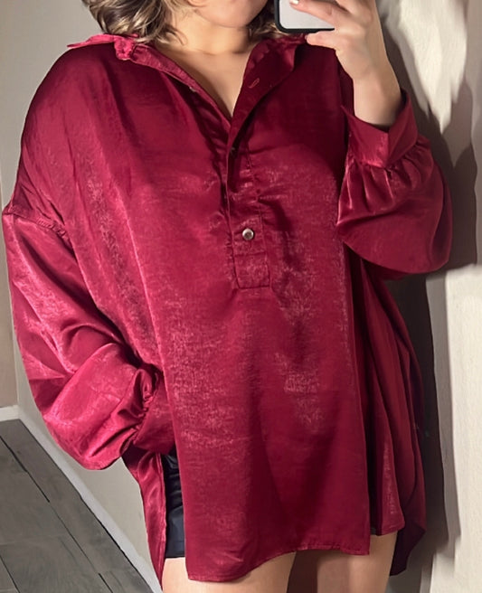 Satin Red Blouse