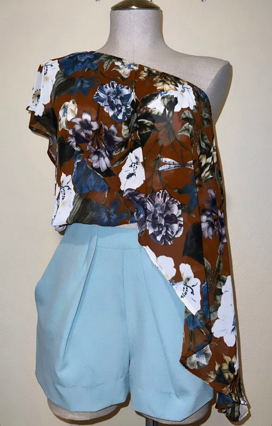 Floral One Shoulder Blouse